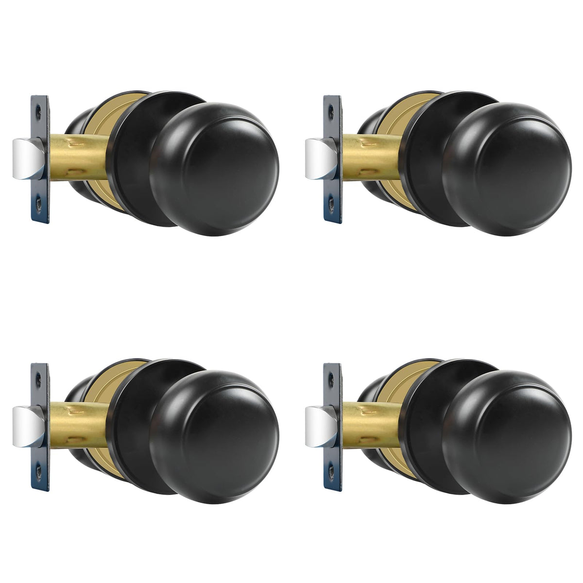 RAZCC passage knob front view shows a sleek matte black finish for a modern hallway.