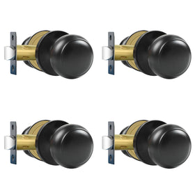 RAZCC passage knob front view shows a sleek matte black finish for a modern hallway.