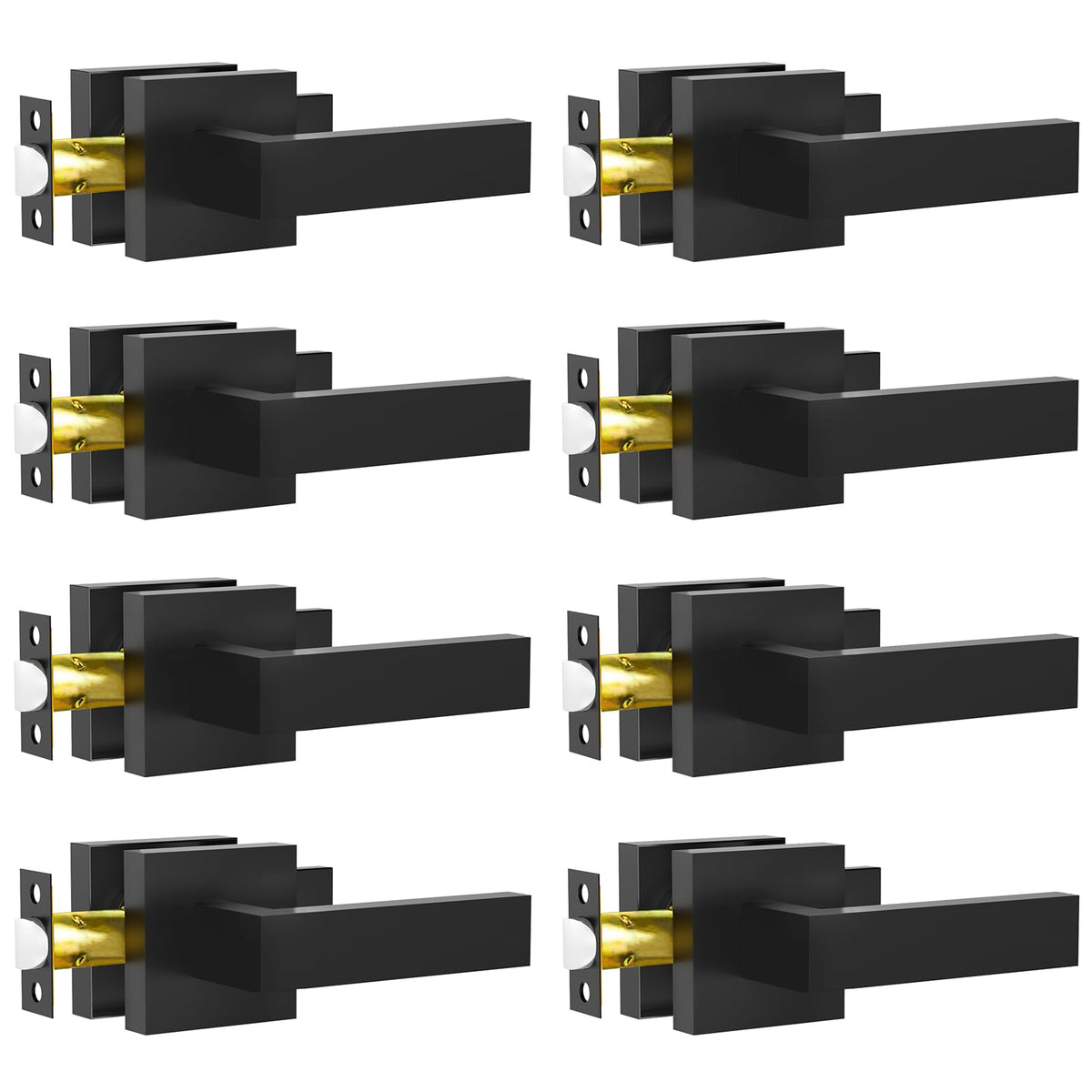 RAZCC passage lever matte black pack for interior hallway and closet doors with non-locking convenience