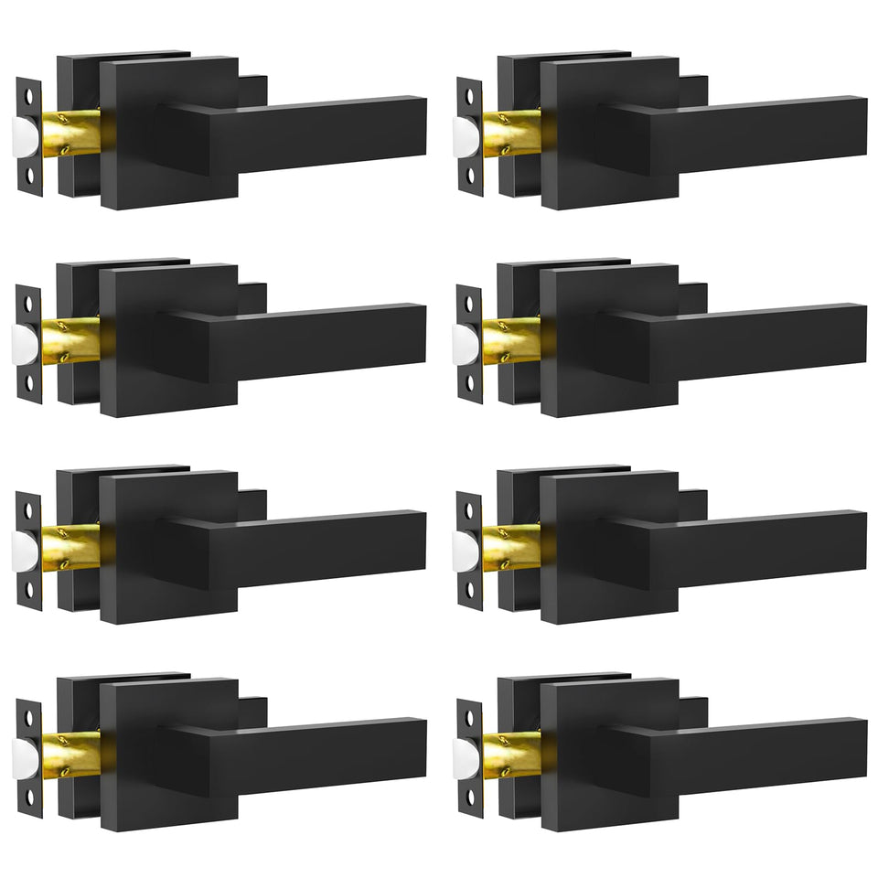 RAZCC passage lever matte black pack for interior hallway and closet doors with non-locking convenience