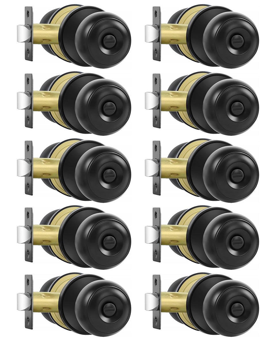 RAZCC privacy door knob matte black closeup showing rust-free finish for humid spaces