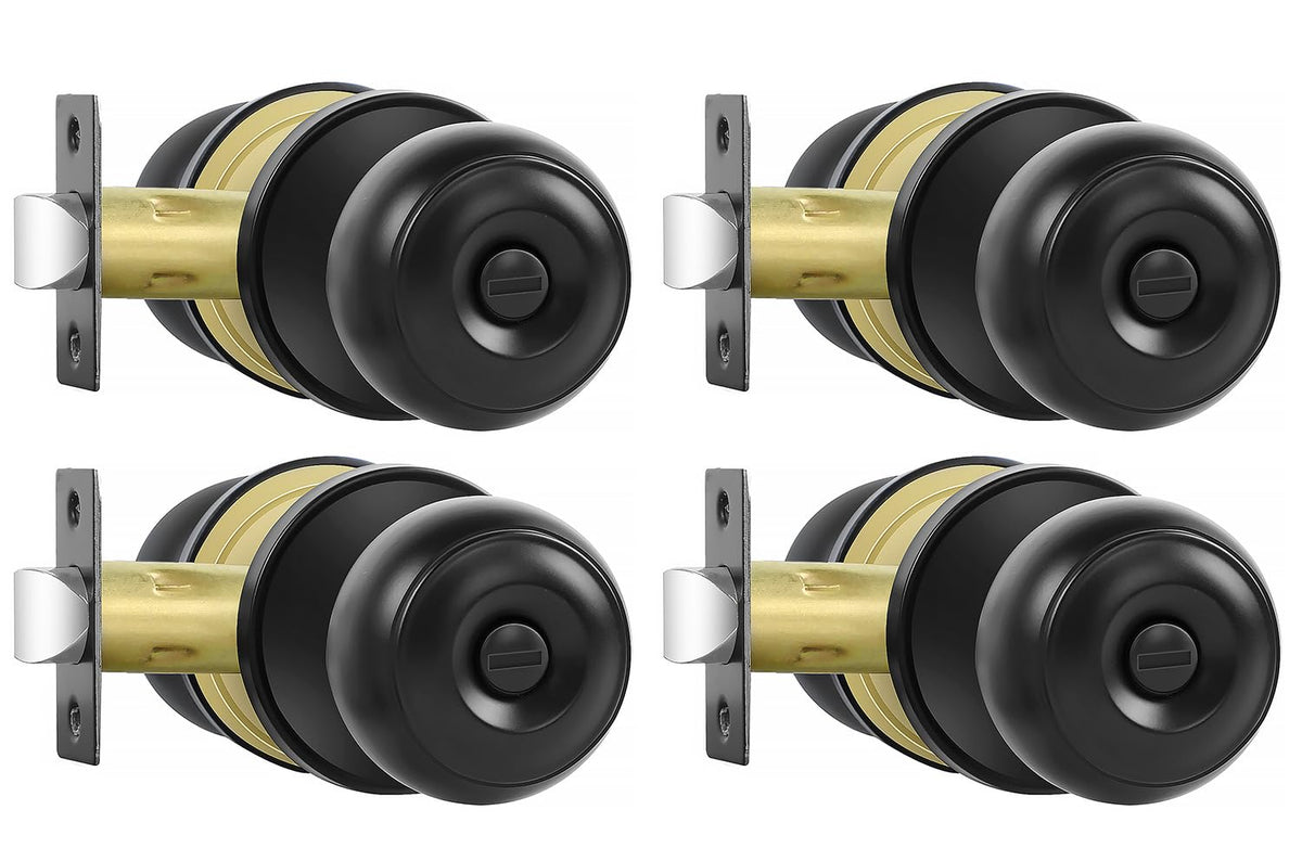 RAZCC privacy door knob with round handle for interior doors, ideal for bedrooms and bathrooms.
