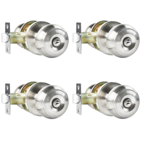 RAZCC privacy door knobs 4-pack satin nickel for secure bedroom and bathroom privacy