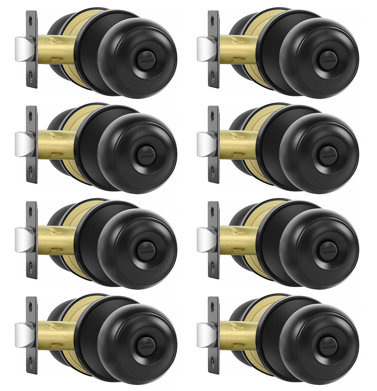 RAZCC privacy door knobs matte black eight-pack for cohesive interior privacy.