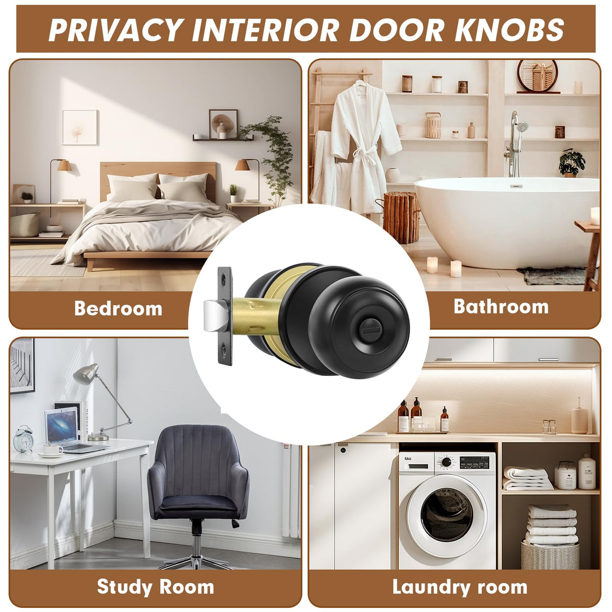 RAZCC privacy knob thumb-turn detail for easy inside privacy control.