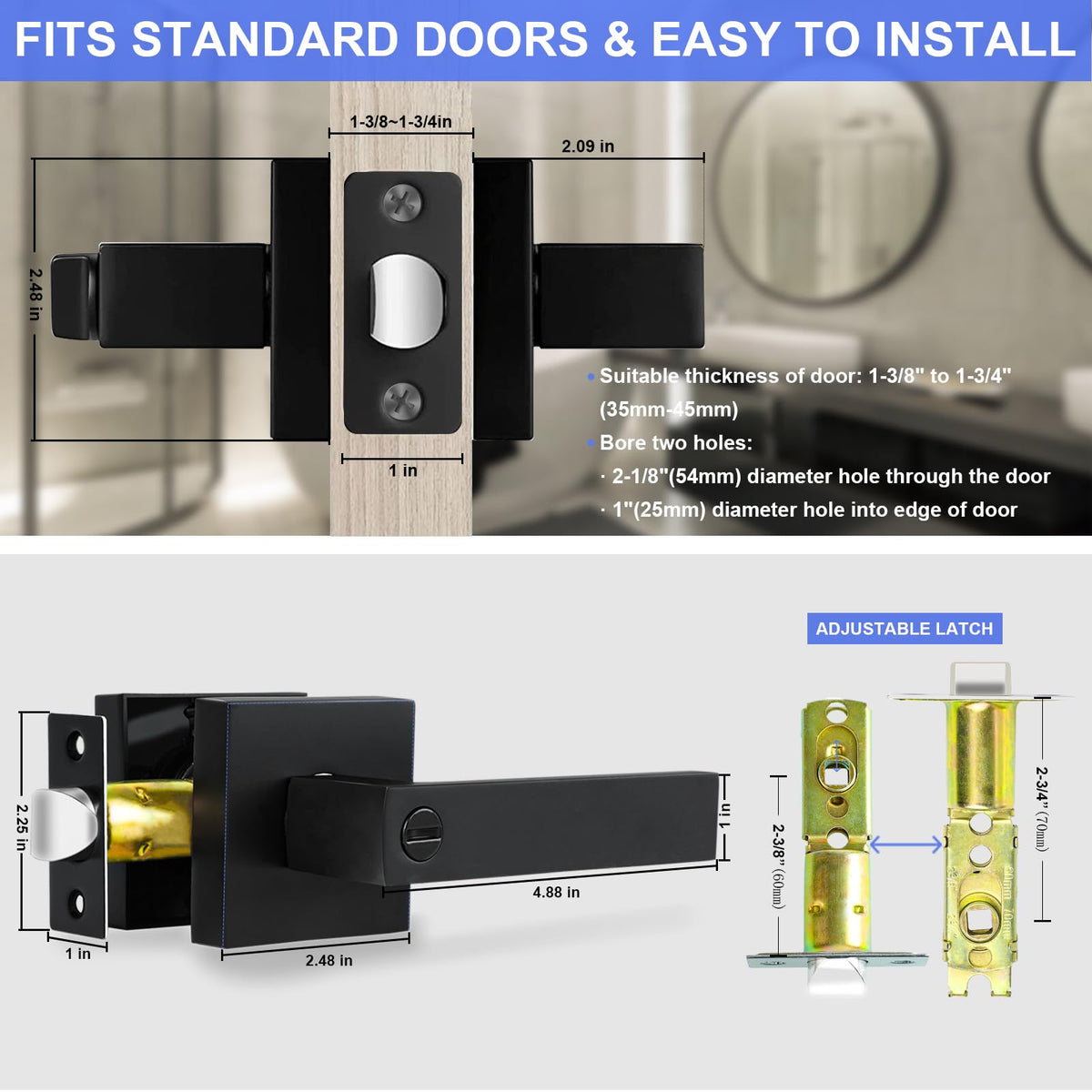 RAZCC privacy lever interior turn-button for easy lock and unlock
