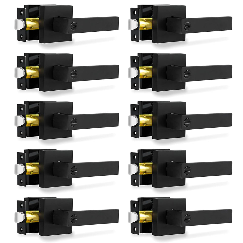 RAZCC privacy lever matte black pack for multiple rooms with cohesive look