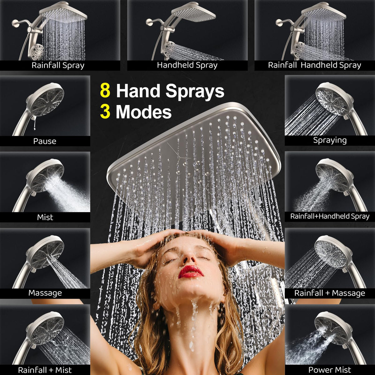 Razime adjustable rain angle to customize rainfall for shoulders and back
