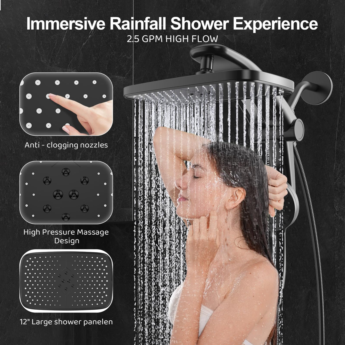 Razime power jets deliver strong flow for body massage and fast rinses.