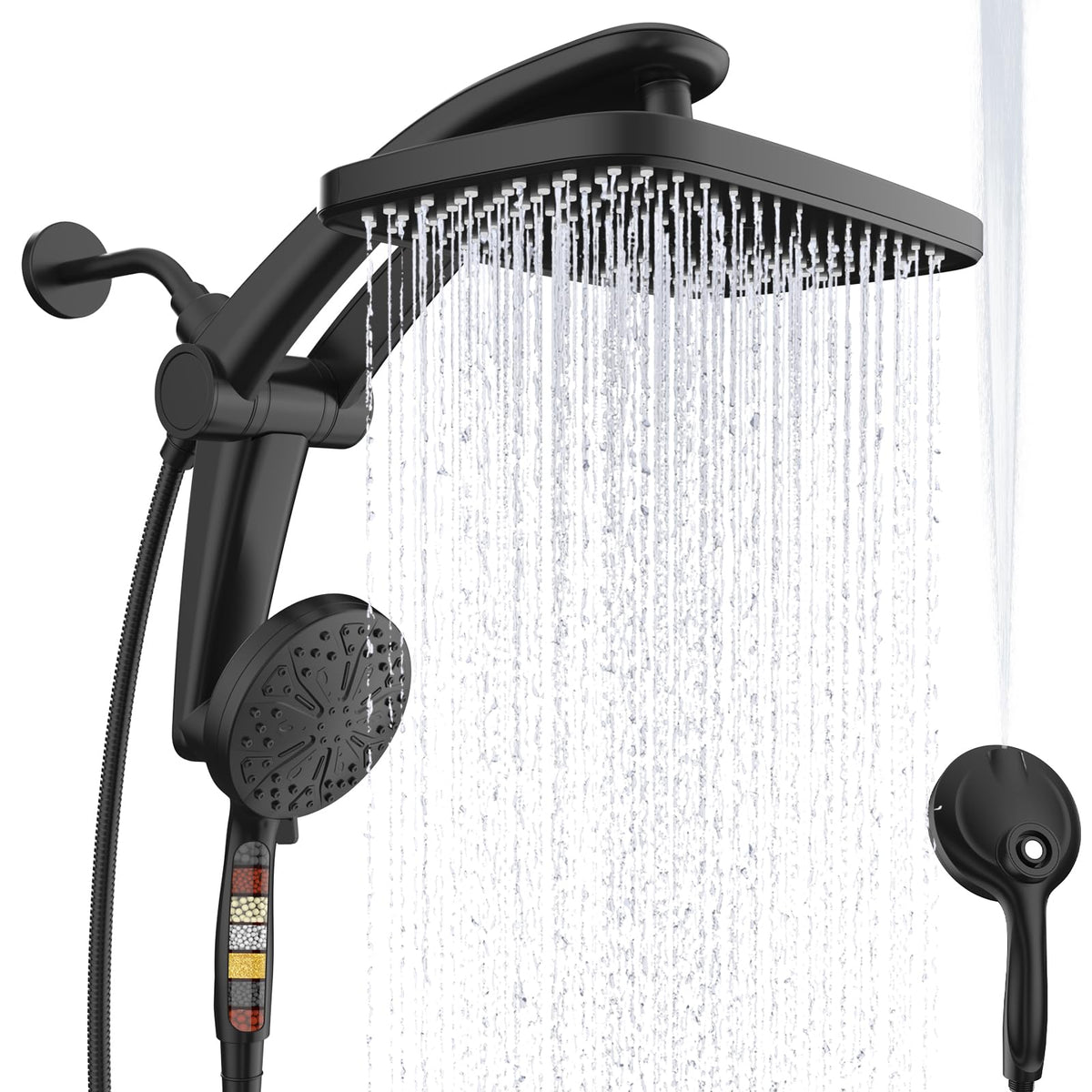 Razime 12-inch square rain shower head delivers broad coverage for a relaxing shower.