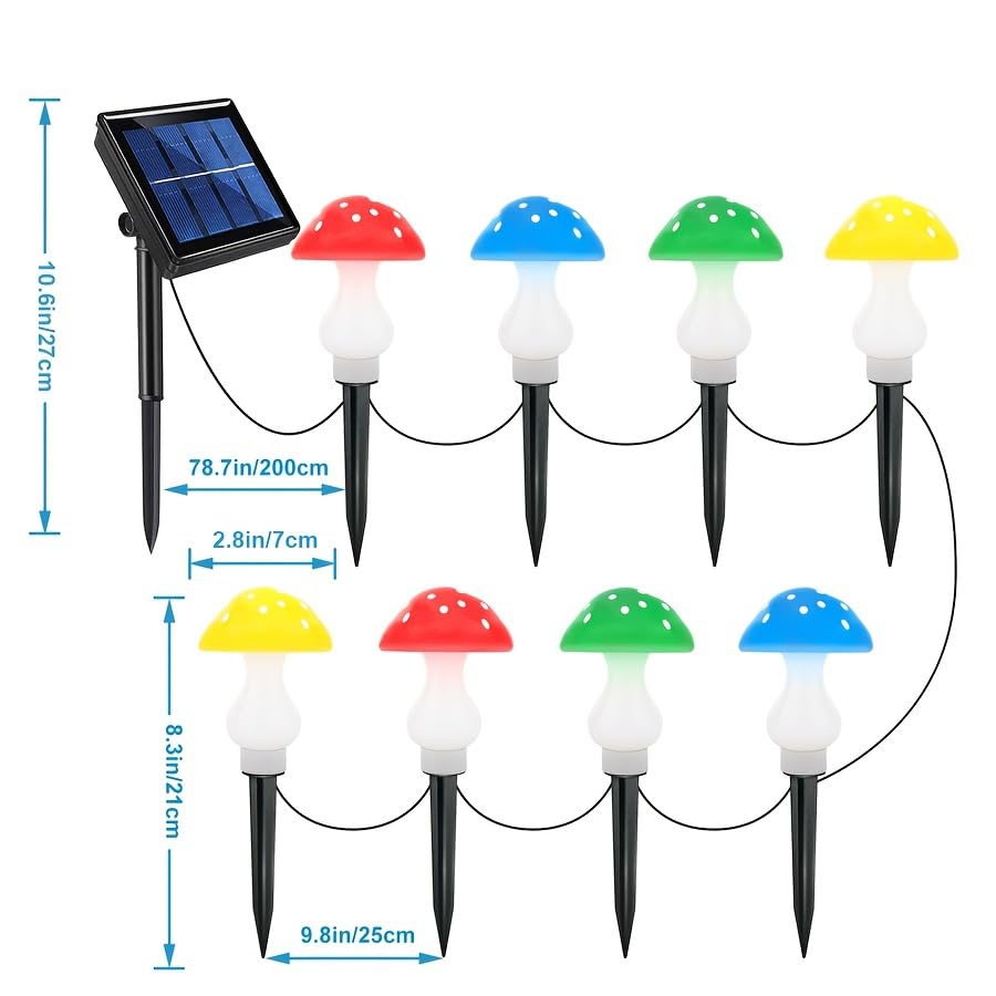 RCFINE mushroom lights with ground stakes fit neatly into garden beds for edging.