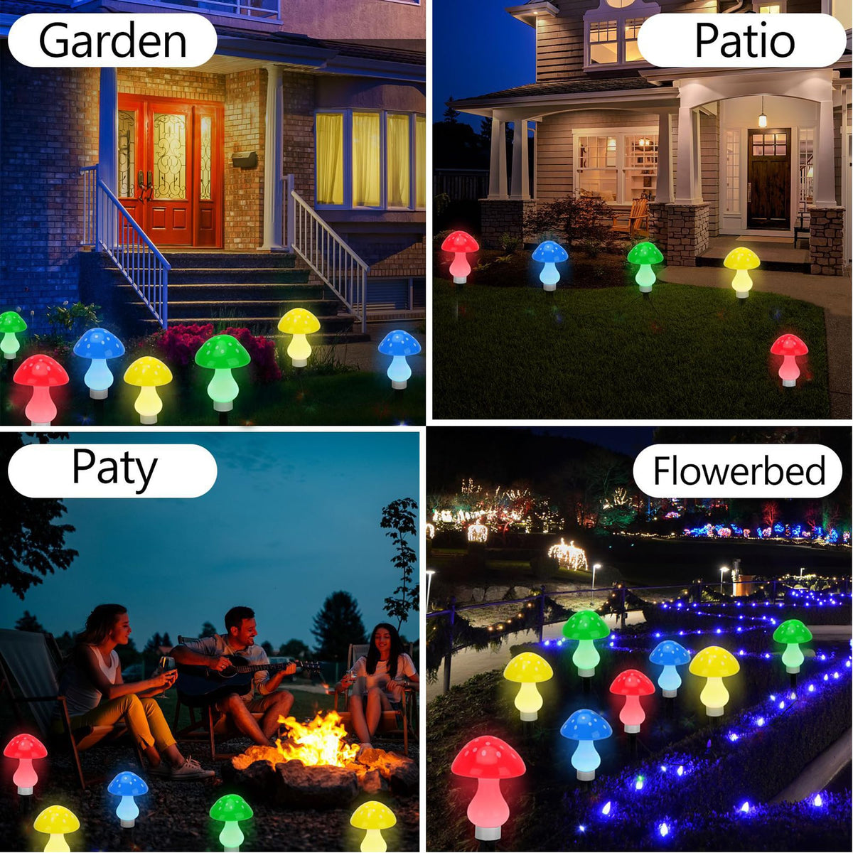 RCFINE waterproof mushroom lights endure weather for year-round yard decor.