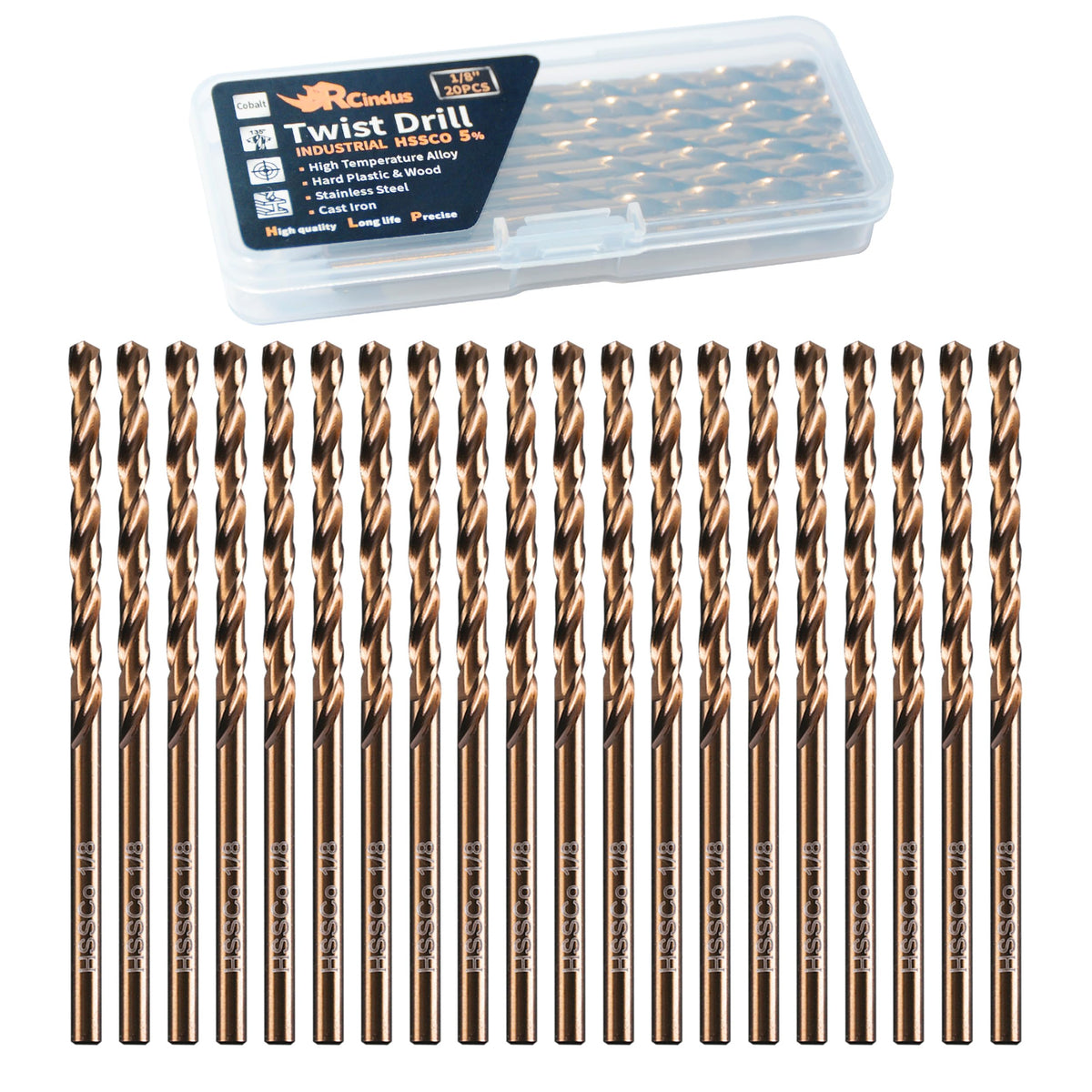 RCINDUS cobalt drill bits 1/8 inch in case improve organization and quick access