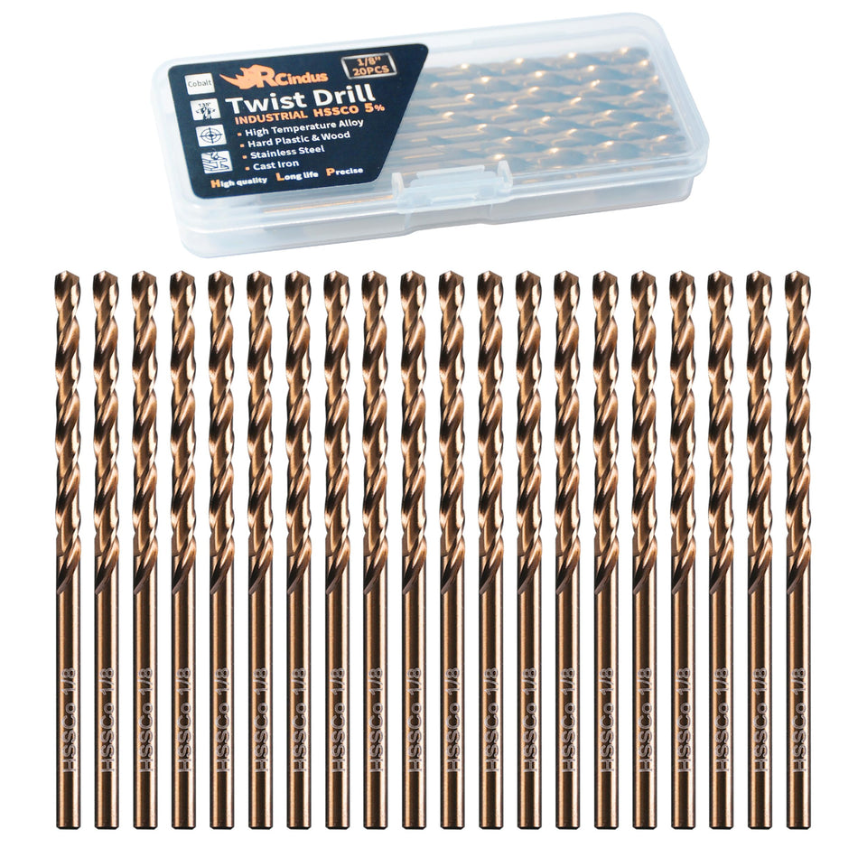 RCINDUS cobalt drill bits 1/8 inch in case improve organization and quick access
