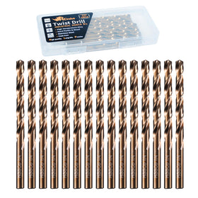 RCINDUS 15pc 1/4in cobalt drill bits in a case for organized metal projects.