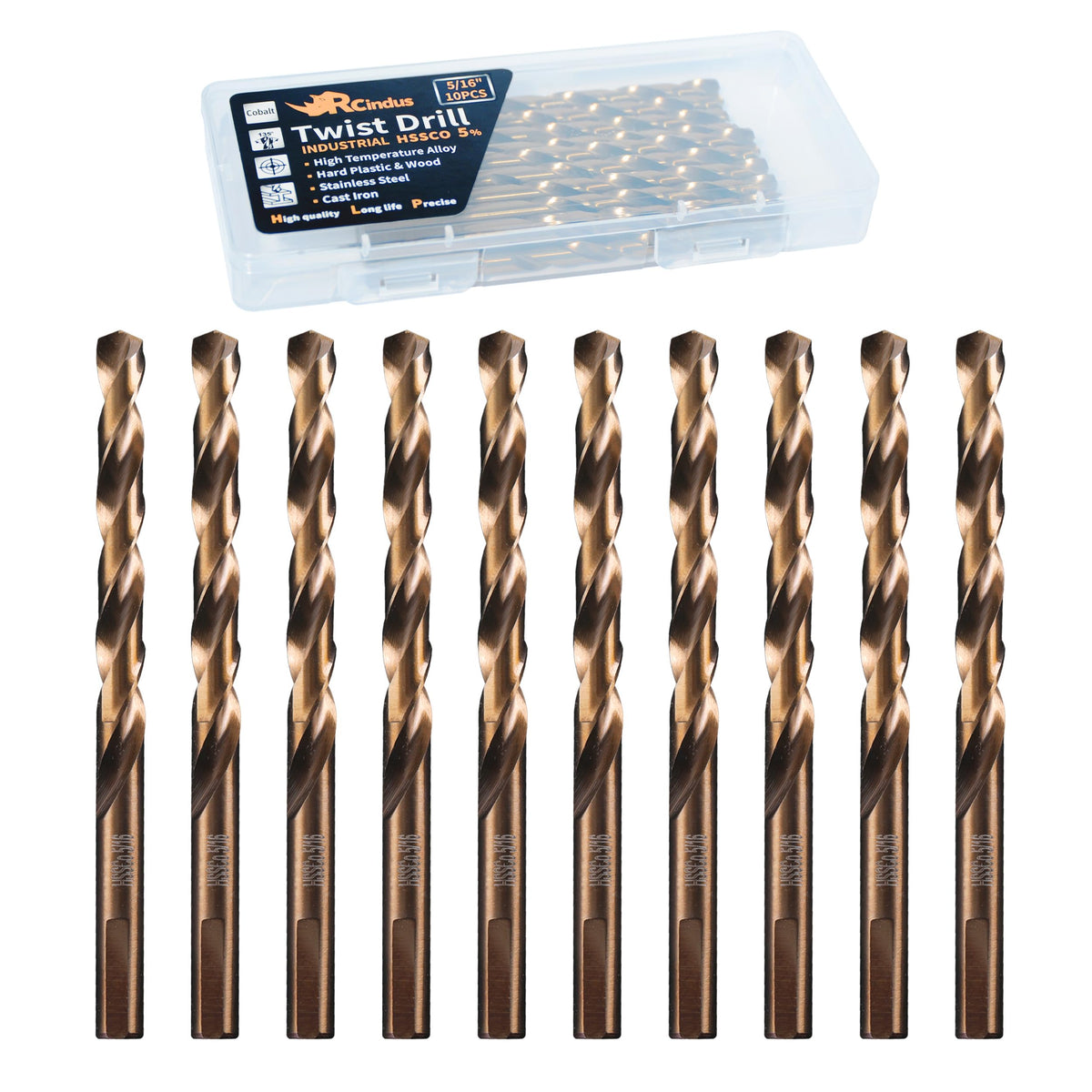 RCINDUS cobalt drill bit 5/16-inch pack for precise metal drilling