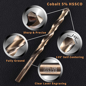 RCINDUS HSS M35 cobalt drill bit close-up showing cobalt strength for hard metals