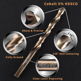 RCINDUS M35 cobalt HSS drill bit with 5% cobalt for tougher metals