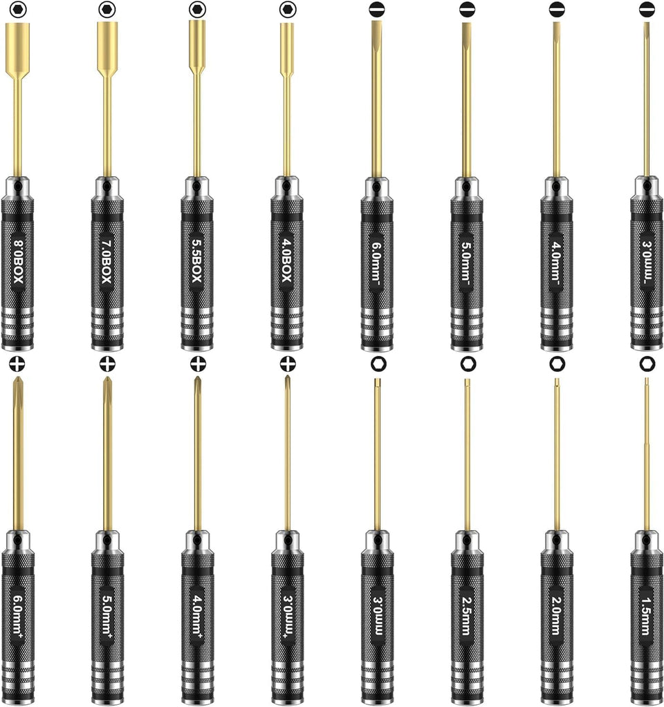 RCpow 16pcs screwdriver set in carry bag for easy organization on the go