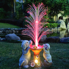 RCTTICUU solar dog statues illuminate your garden at night with color-changing LEDs
