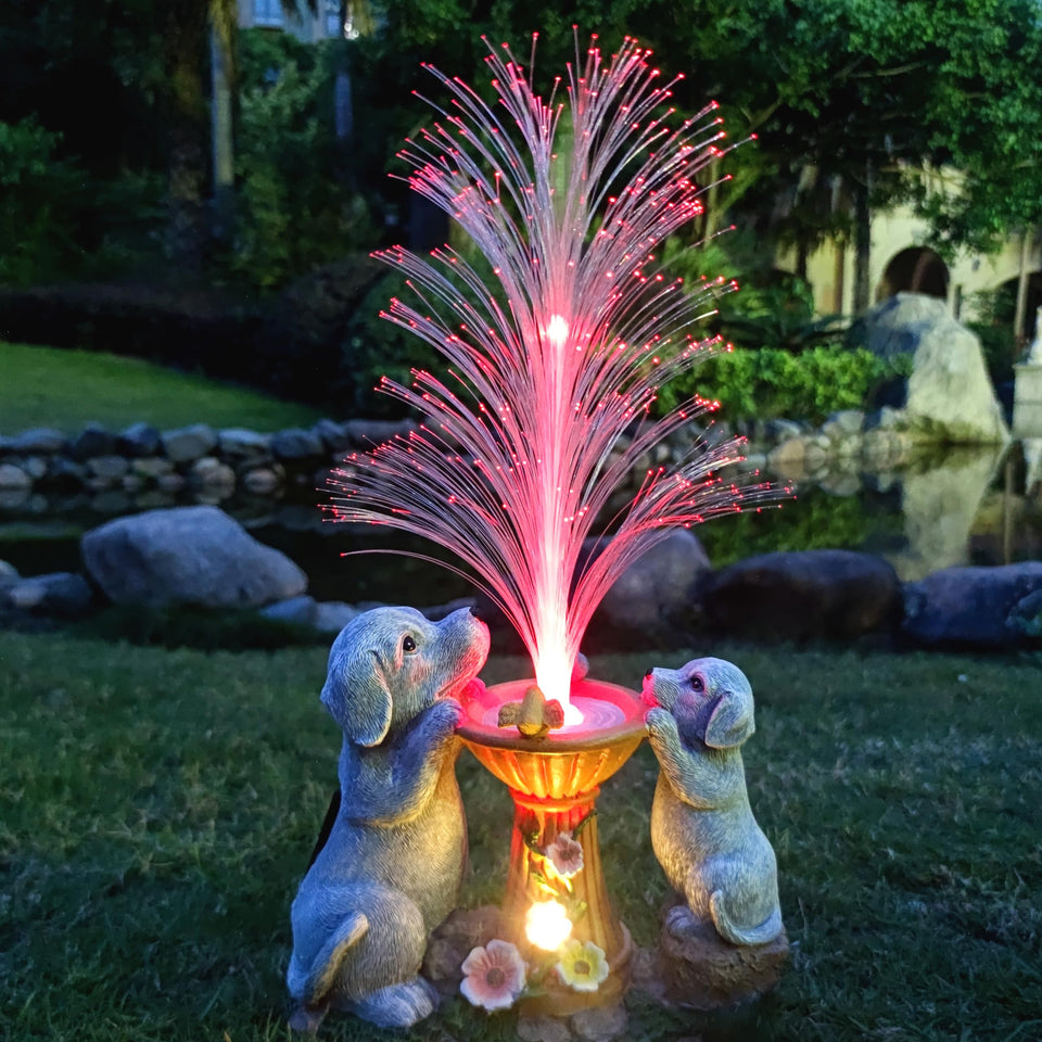 RCTTICUU solar dog statues illuminate your garden at night with color-changing LEDs