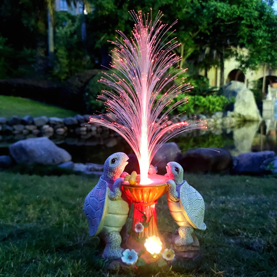 RCTTICUU solar turtle garden statue illuminated at night for garden ambiance