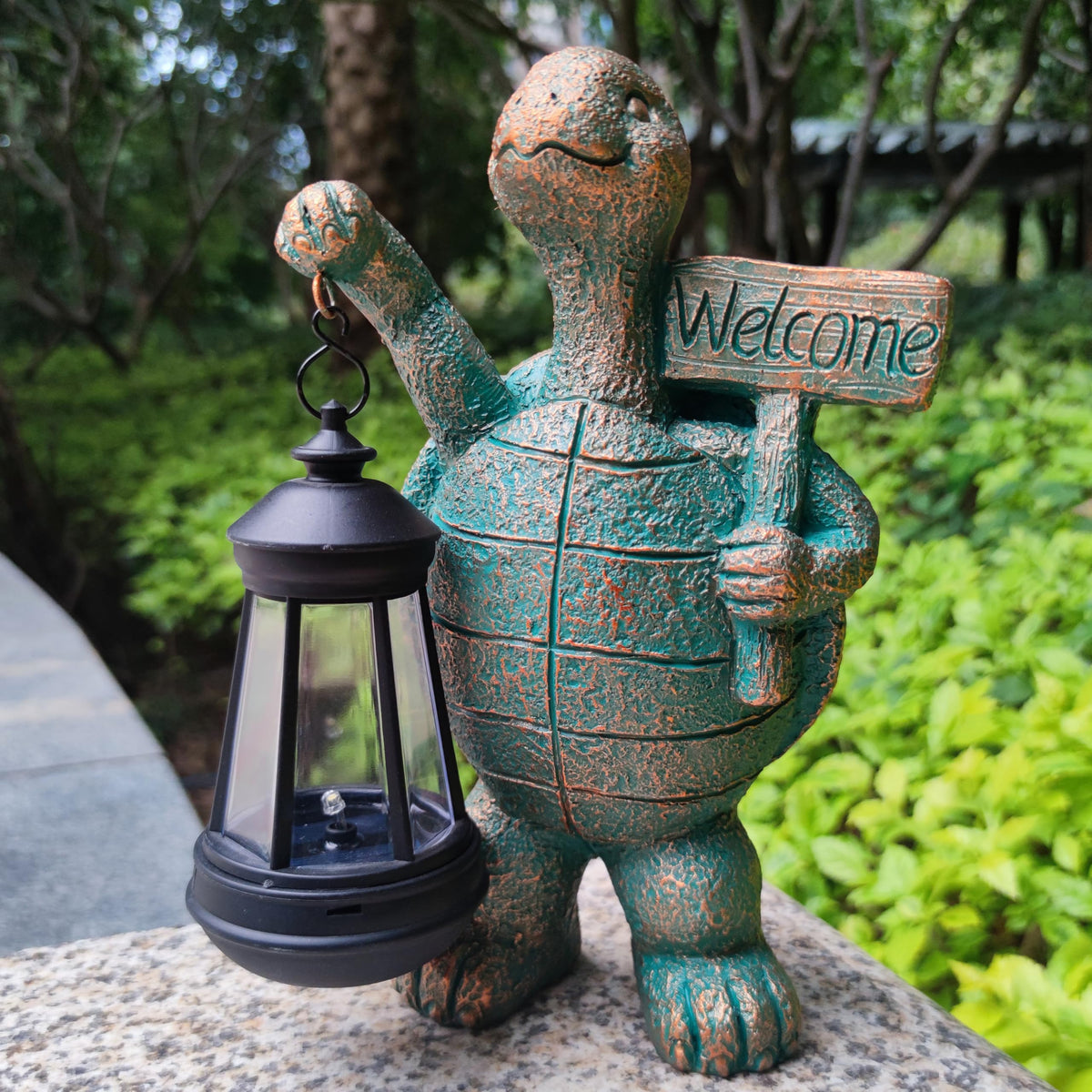 RCTTICUU welcome-sign turtle figurine adds friendly ambiance to patios.