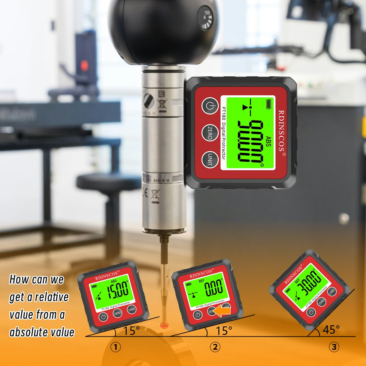 RDINSCOS 4-sided digital protractor for quick angle checks