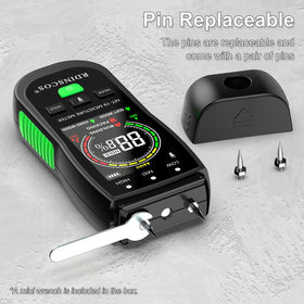 RDINSCOS moisture meter protective cap and AA battery included for immediate use.