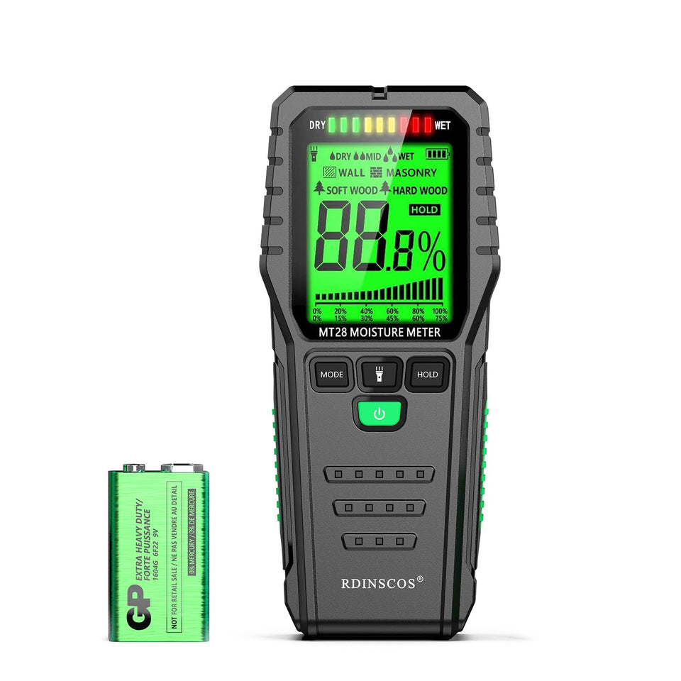 RDINSCOS pinless moisture meter detects hidden wall moisture without damage