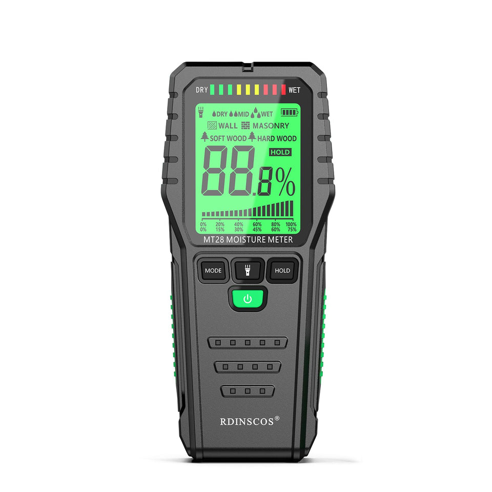 RDINSCOS pinless moisture meter reading wood and concrete for leaks
