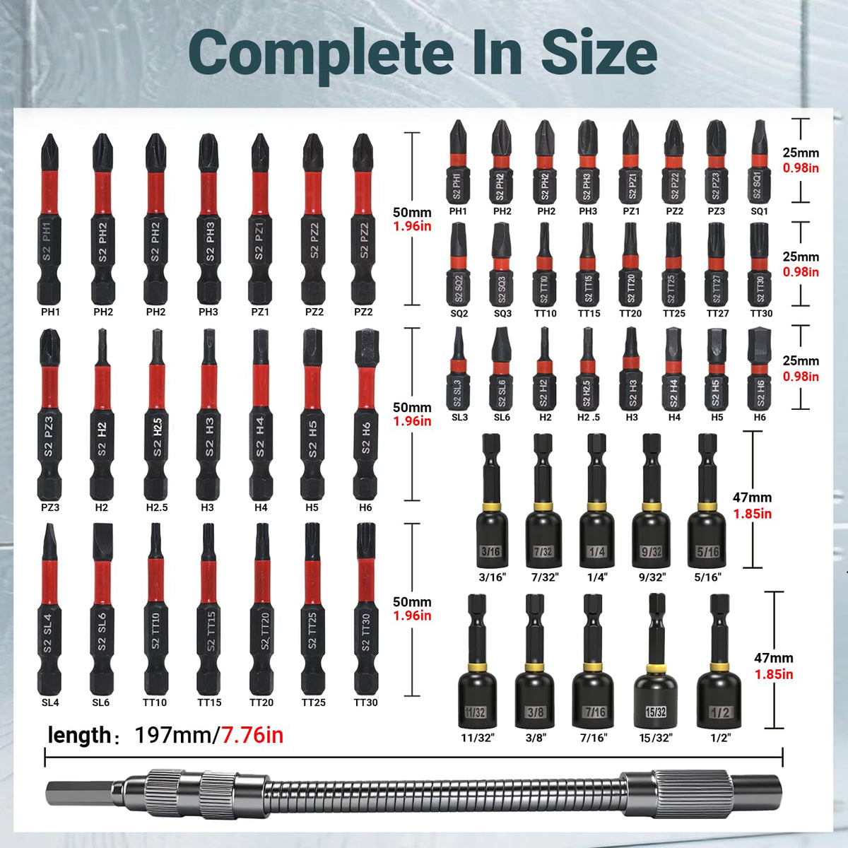 RDTRDT nut driver set thick-wall steel construction for lasting durability.