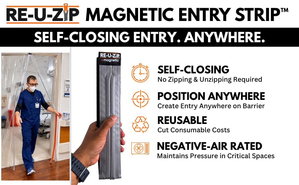 RE-U-ZIP magnetic entry strip side view showing slim profile
