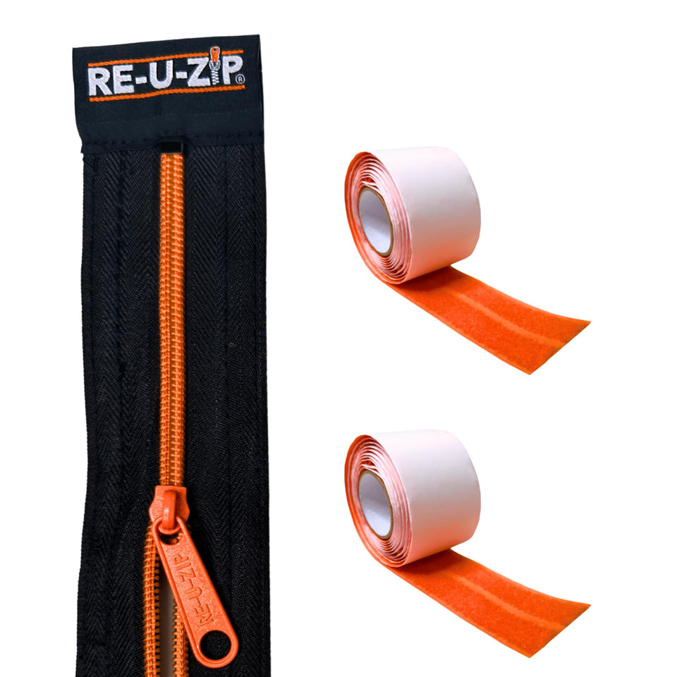 RE-U-ZIP reusable dust barrier zipper front view shows durable containment for repeated projects
