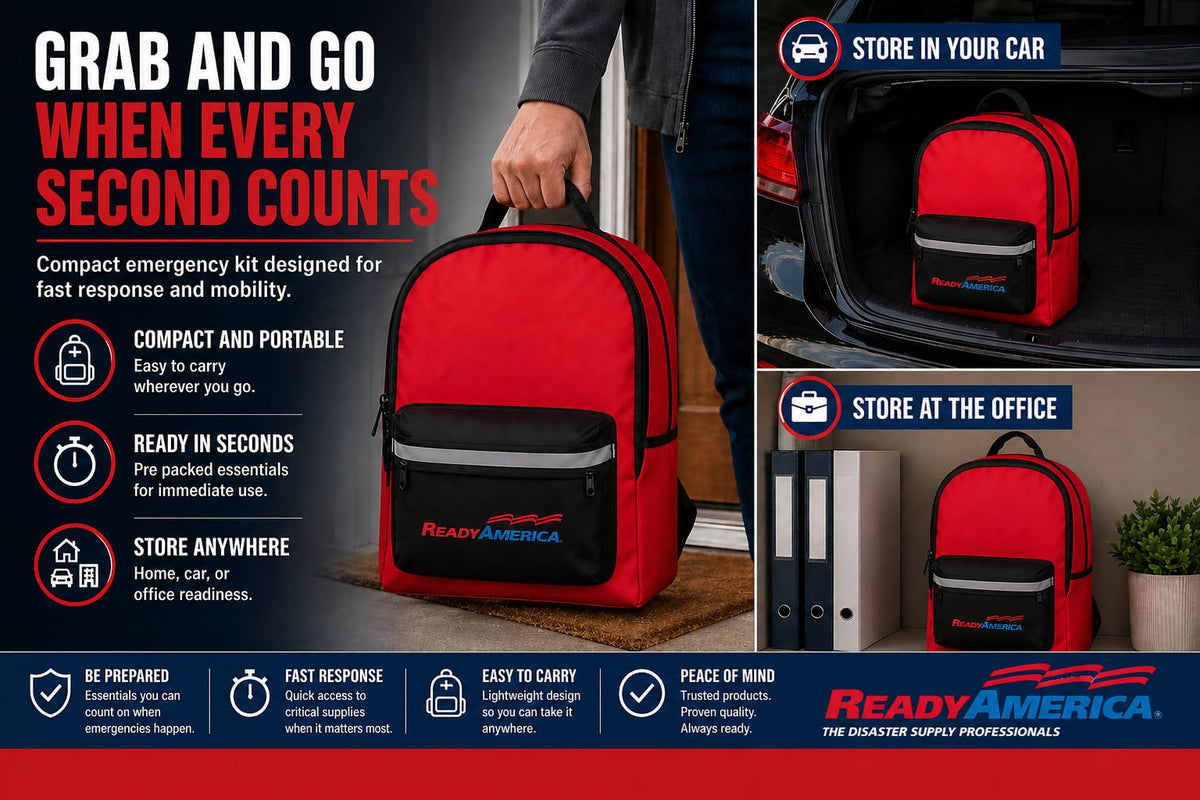 Ready America 70380 107-piece first aid kit for quick care during emergencies.