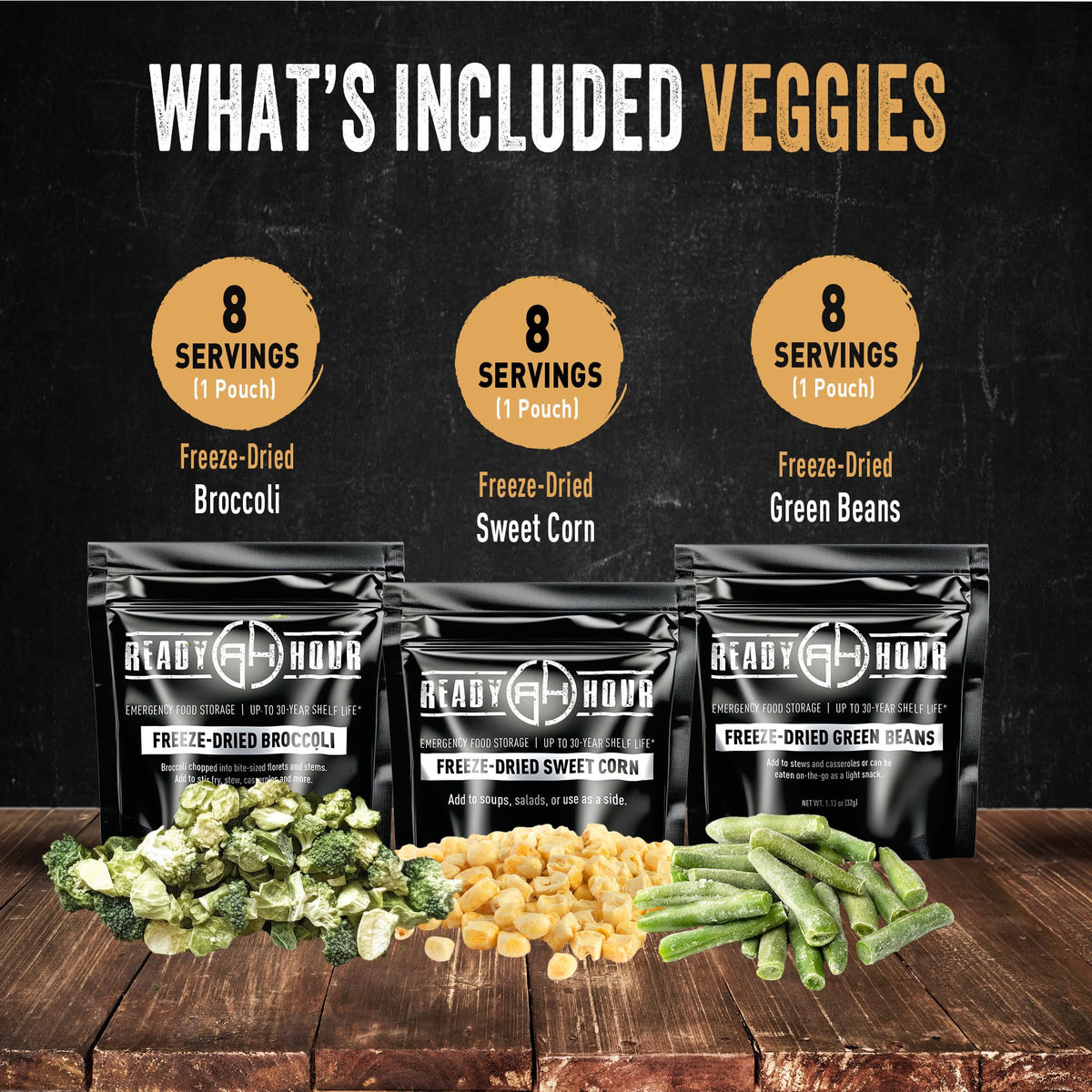 Ready Hour freeze-dried veggies bowl ready-to-eat crunch and flavor.