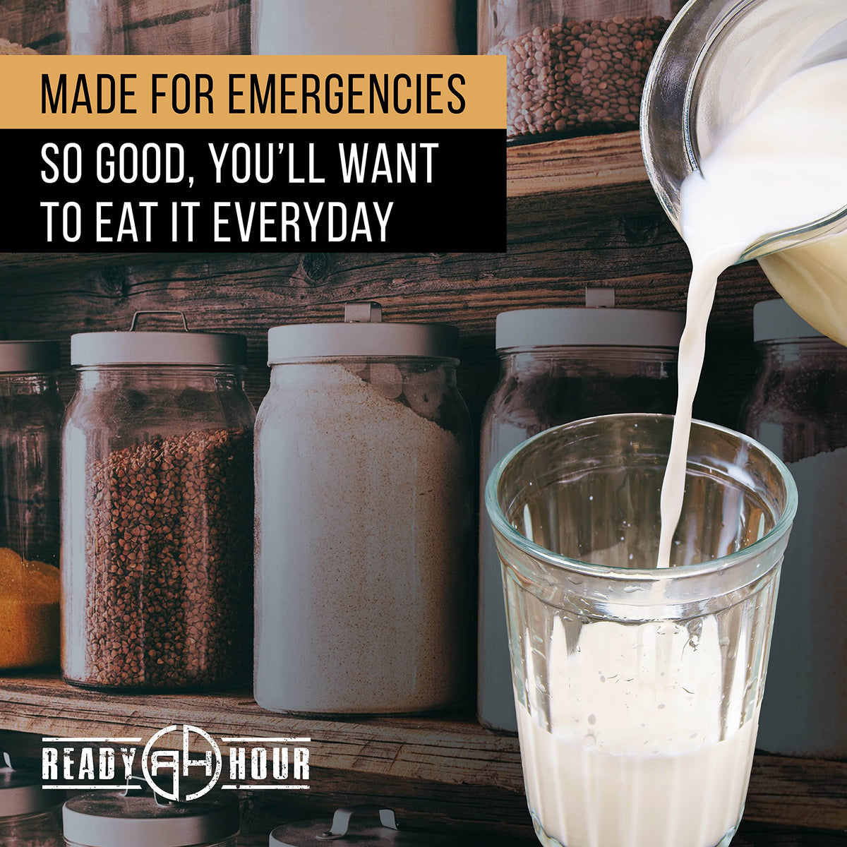 Ready Hour milk powder poured over cereal for a creamy breakfast.