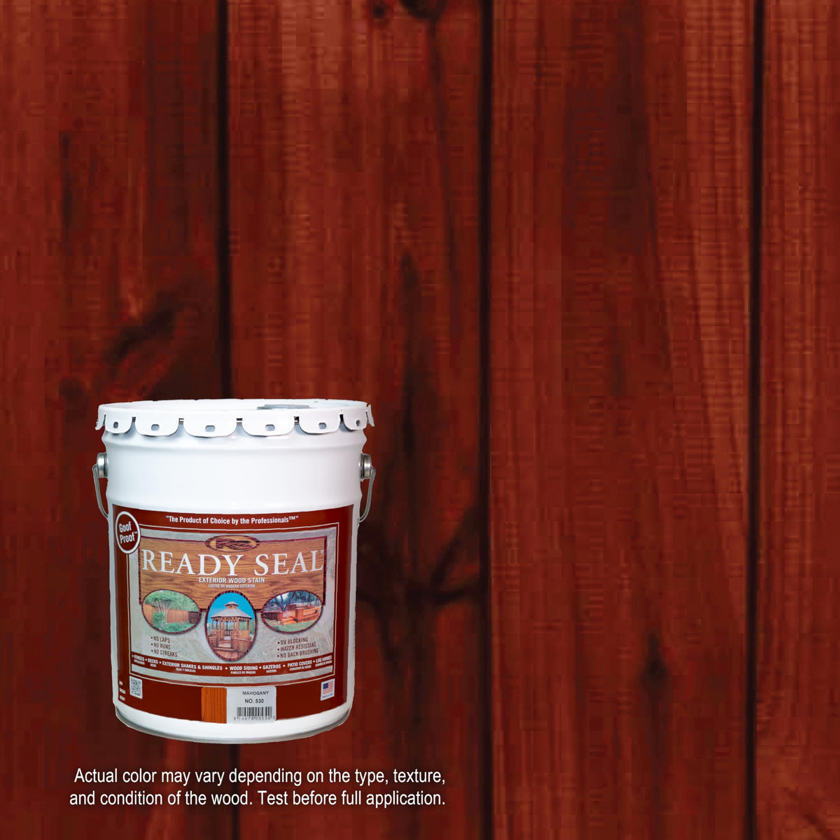 Ready Seal brush applying stain on wood deck highlights grain