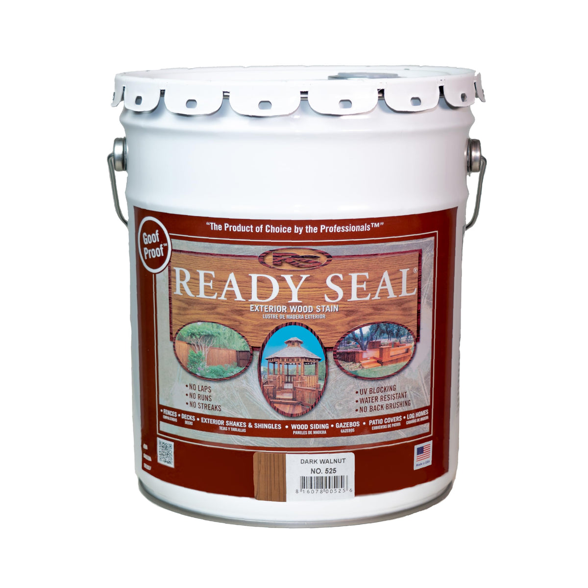 Ready Seal exterior wood stain in dark walnut bottle for a smooth, goof-proof finish.