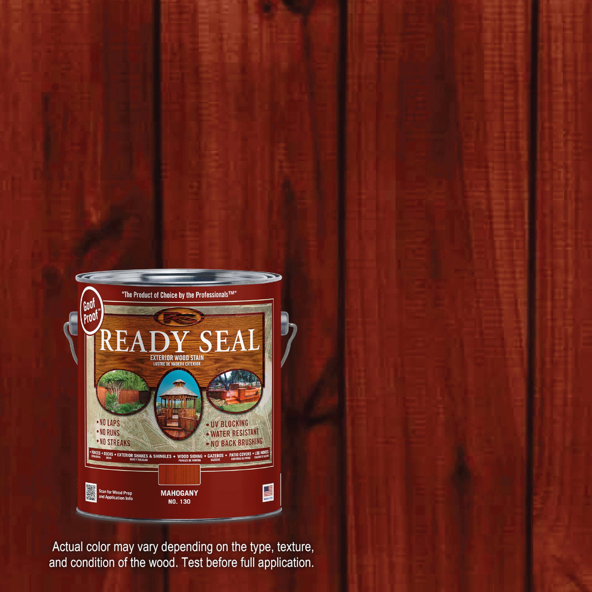 Ready Seal Mahogany semi-transparent oil-based formula preserves grain and shields wood.