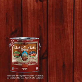 Ready Seal Mahogany semi-transparent oil-based formula preserves grain and shields wood.