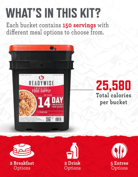 ReadyWise bucket featuring up to a 25-year shelf life for preparedness.