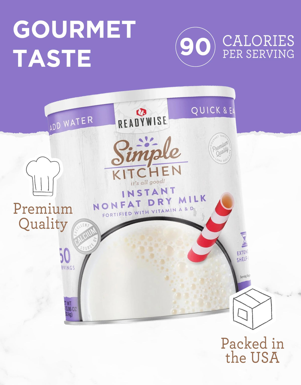 ReadyWise milk powder used with pancake mix for quick breakfasts