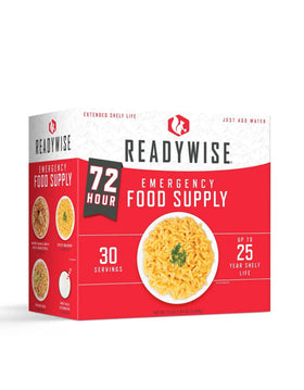 ReadyWise emergency food 30 servings pack for quick preparedness.