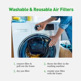REAIR 20x25x1 dryer-friendly filter after wash for quick reuse.