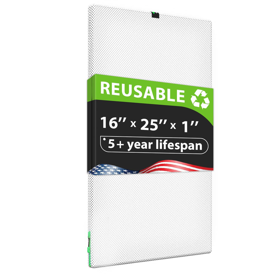 REAIR washable filter 16x25x1 installed in HVAC for reuse