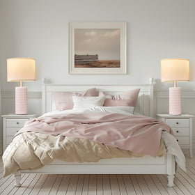 Reaketon living room lamps pink pair on a console provide elegant lighting.