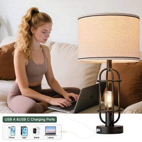 Reaketon nightstand lamps in industrial design for cozy bedside reading.