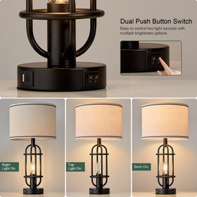 Reaketon table lamps with USB charging ports for device convenience.