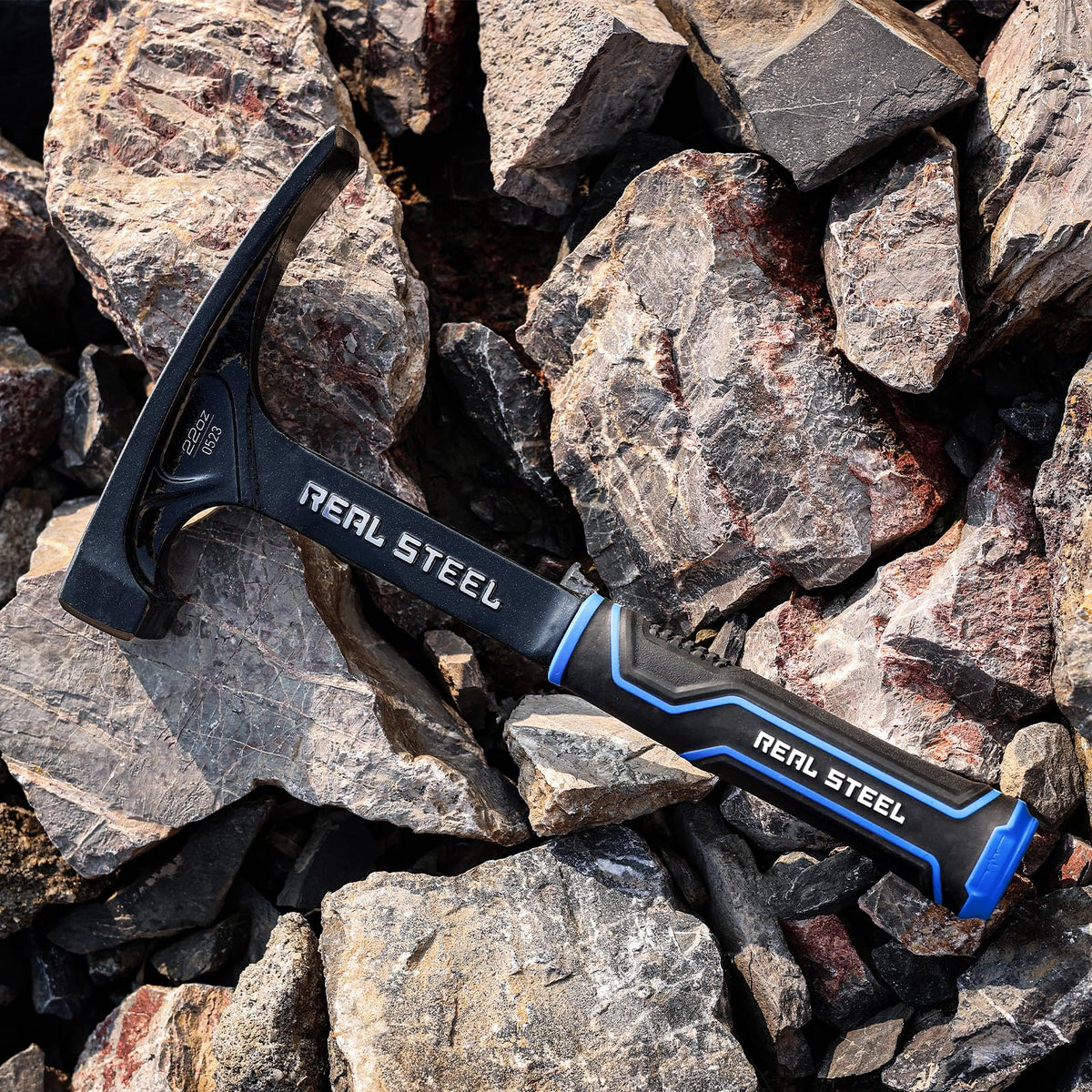 Real Steel Ultra Rock Pick Hammer in use on a masonry project.